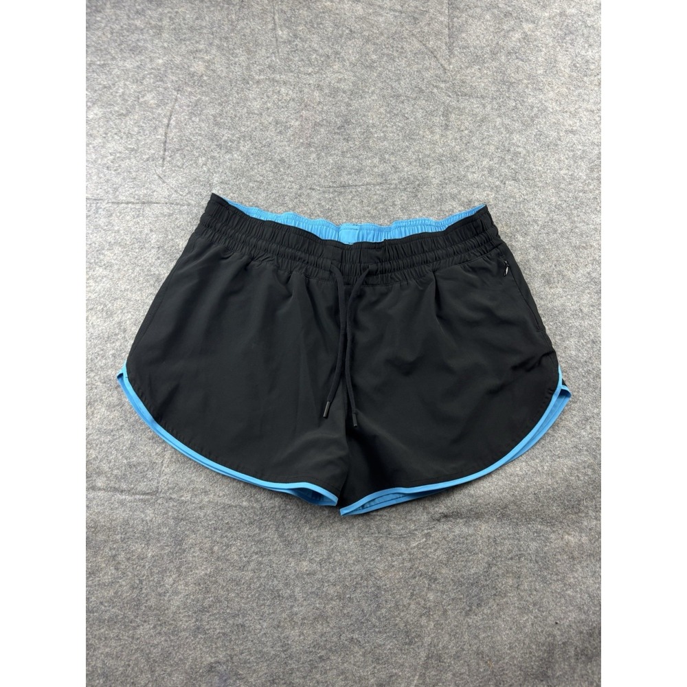 Zyia Active Flip It Black and Blue Reversible Shorts Gym Athletic Womens Size L